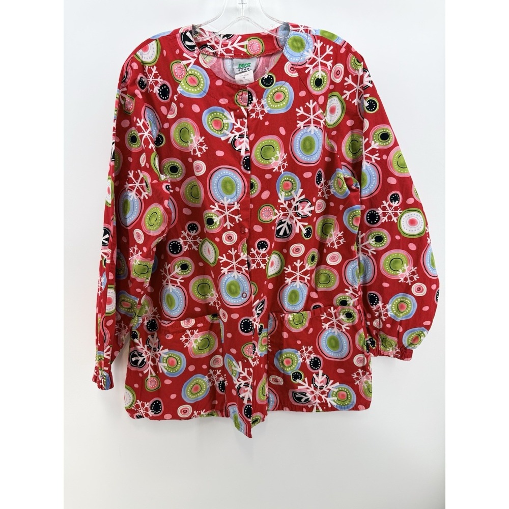 WS Gear Women's M Christmas/Winter Scrub Jacket Holiday Novelty Scrub Cover Up
